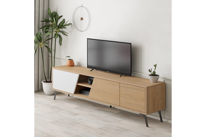 FIONA Tv-bänk 180x35,6 cm Brun/Vit - Möbler - Vardagsrum - Tv-möbler & mediamöbler - Tv-bänkar