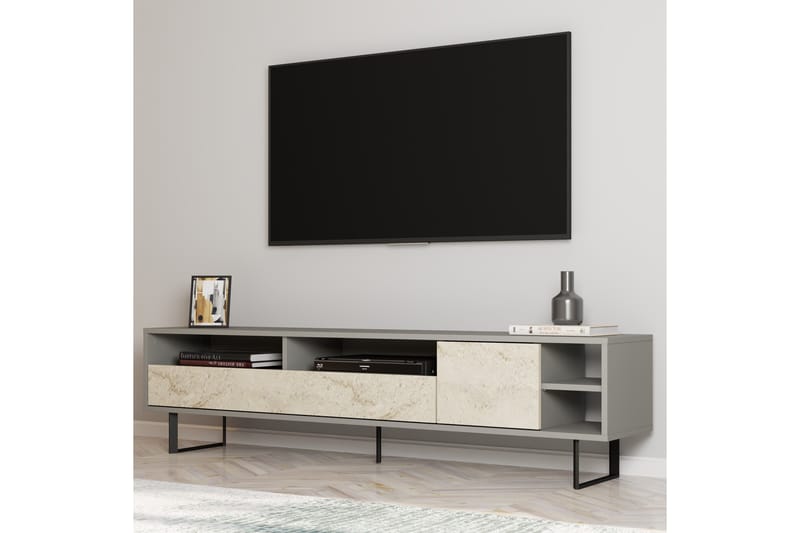 Gazali Tv-bänk 180 cm - Grå/Travertine - Möbler - Vardagsrum - Tv-möbler & mediamöbler - Tv-bänkar