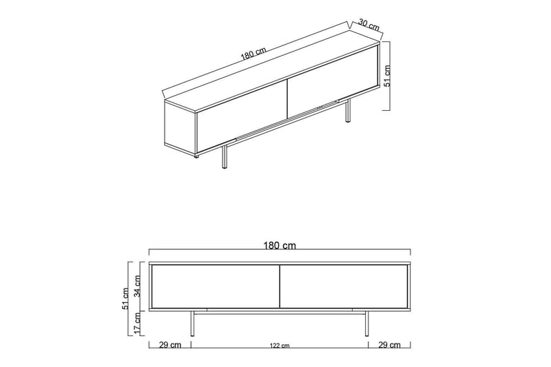 Germaine Tv-bänk 180 cm - Antracit/Vit/Silver - Möbler - Vardagsrum - Tv-möbler & mediamöbler - Tv-bänkar