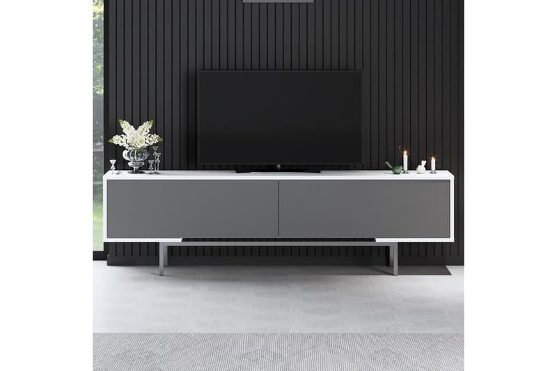 Germaine Tv-bänk 180 cm - Antracit/Vit/Silver - Möbler - Vardagsrum - Tv-möbler & mediamöbler - Tv-bänkar