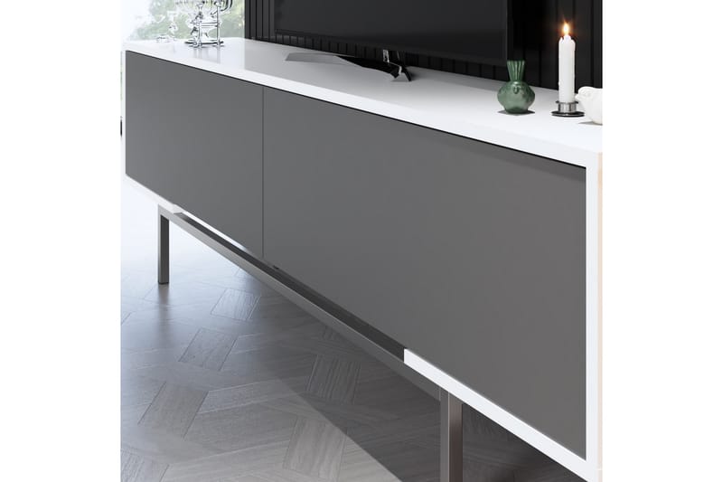 Germaine Tv-bänk 180 cm - Antracit/Vit/Silver - Möbler - Vardagsrum - Tv-möbler & mediamöbler - Tv-bänkar