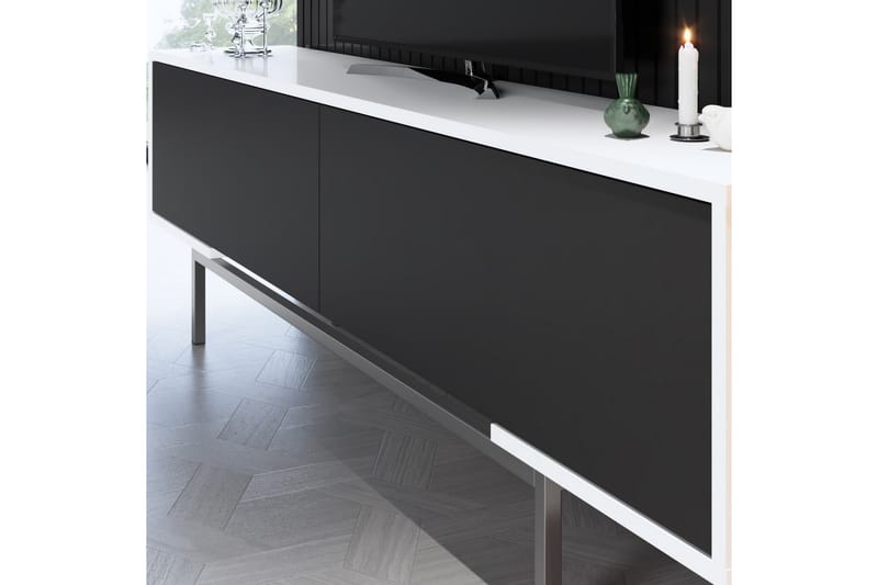 Germaine Tv-bänk 180 cm - Svart/Vit/Silver - Möbler - Vardagsrum - Tv-möbler & mediamöbler - Tv-bänkar