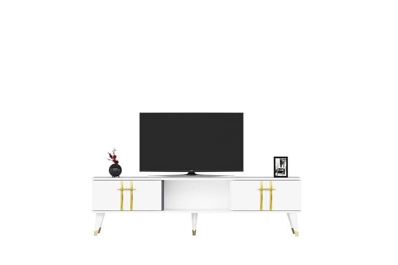 GIESEN Tv-bänk 150 cm Vit/Guld - Möbler - Vardagsrum - Tv-möbler & mediamöbler - Tv-bänkar