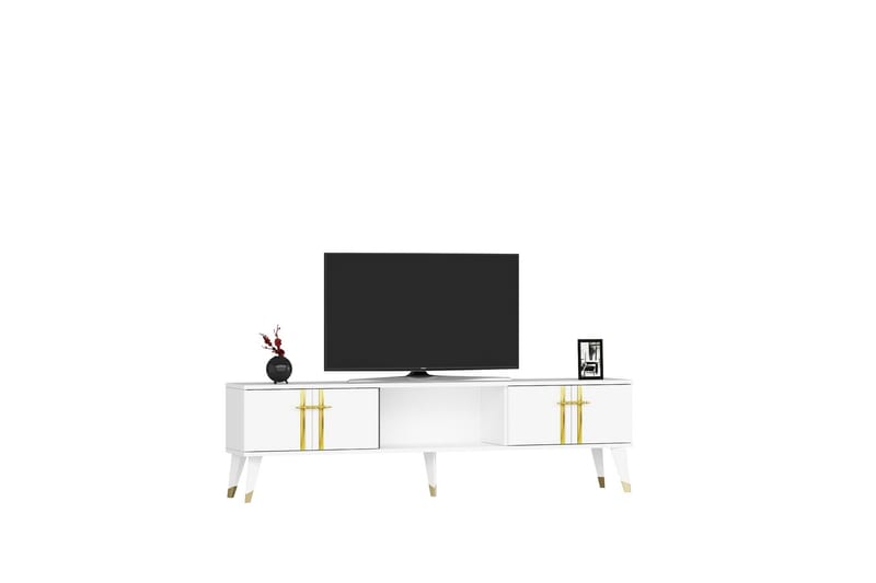 GIESEN Tv-bänk 150 cm Vit/Guld - Möbler - Vardagsrum - Tv-möbler & mediamöbler - Tv-bänkar