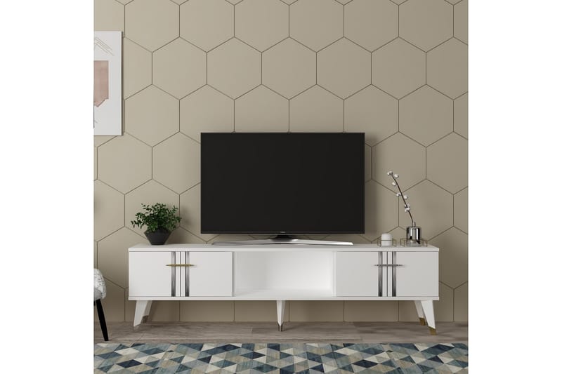 GIESEN Tv-bänk 150 cm Vit/Silver - Möbler - Vardagsrum - Tv-möbler & mediamöbler - Tv-bänkar