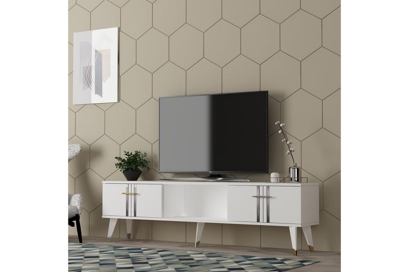 GIESEN Tv-bänk 150 cm Vit/Silver - Möbler - Vardagsrum - Tv-möbler & mediamöbler - Tv-bänkar