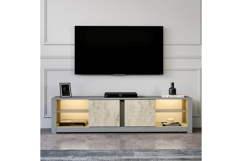 Griselda Tv-bänk 180 cm - Grå/Travertine - Möbler - Vardagsrum - Tv-möbler & mediamöbler - Tv-bänkar