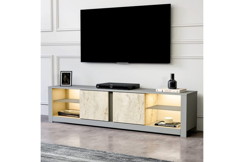 Griselda Tv-bänk 180 cm - Grå/Travertine - Möbler - Vardagsrum - Tv-möbler & mediamöbler - Tv-bänkar