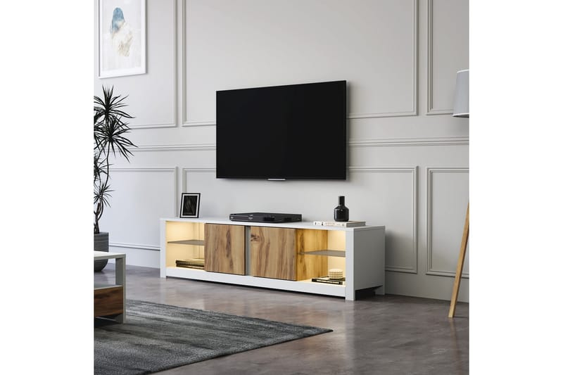 Griselda Tv-bänk 180 cm - Vit/Ek - Möbler - Vardagsrum - Tv-möbler & mediamöbler - Tv-bänkar