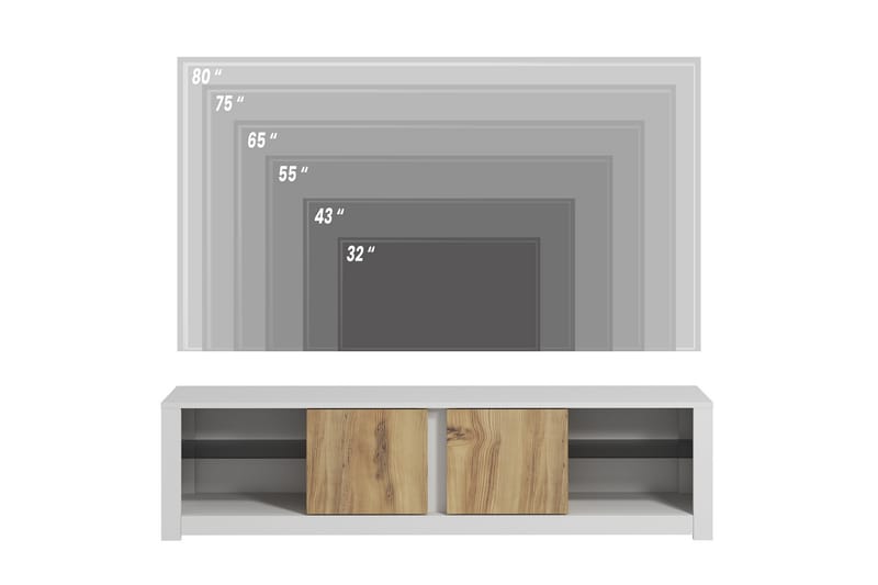 Griselda Tv-bänk 180 cm - Vit/Ek - Möbler - Vardagsrum - Tv-möbler & mediamöbler - Tv-bänkar