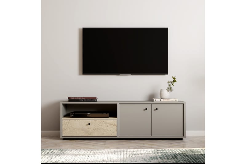 Gwen Tv-bänk 136 cm - Grå/Travertine - Möbler - Vardagsrum - Tv-möbler & mediamöbler - Tv-bänkar