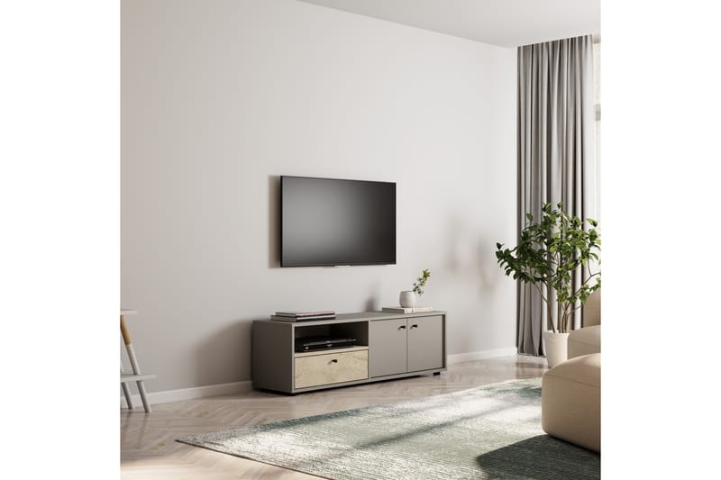 Gwen Tv-bänk 136 cm - Grå/Travertine - Möbler - Vardagsrum - Tv-möbler & mediamöbler - Tv-bänkar