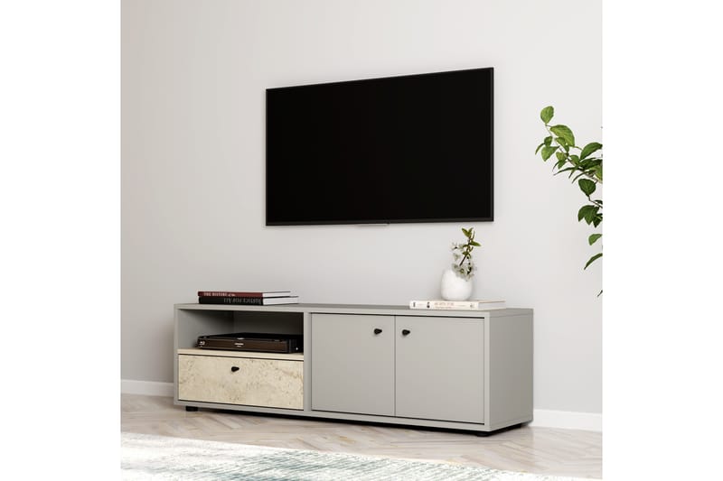 Gwen Tv-bänk 136 cm - Grå/Travertine - Möbler - Vardagsrum - Tv-möbler & mediamöbler - Tv-bänkar