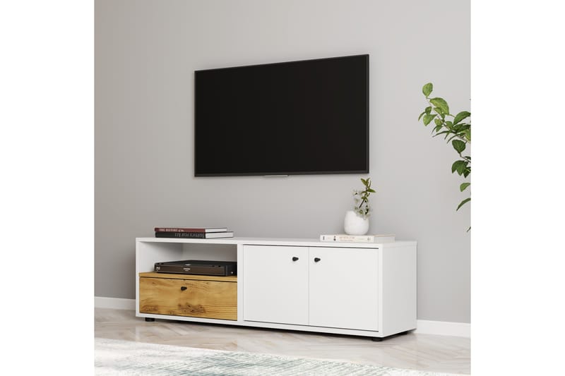 Gwen Tv-bänk 136 cm - Vit/Ek - Möbler - Vardagsrum - Tv-möbler & mediamöbler - Tv-bänkar