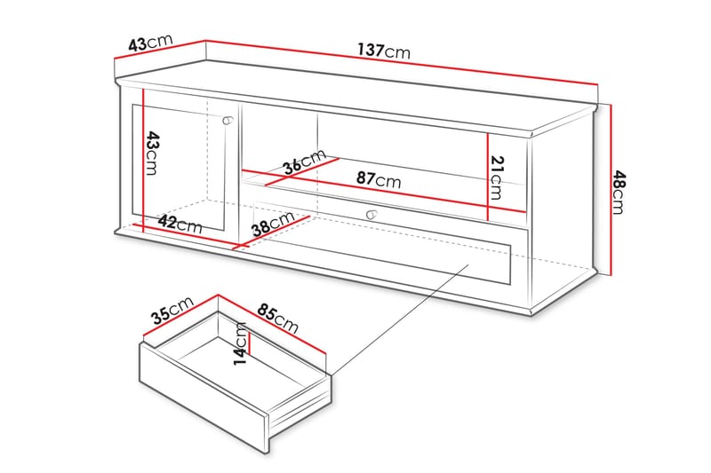 Hammerdal Tv-bänk 137 cm Vit/Ek - Möbler - Vardagsrum - Tv-möbler & mediamöbler - Tv-bänkar