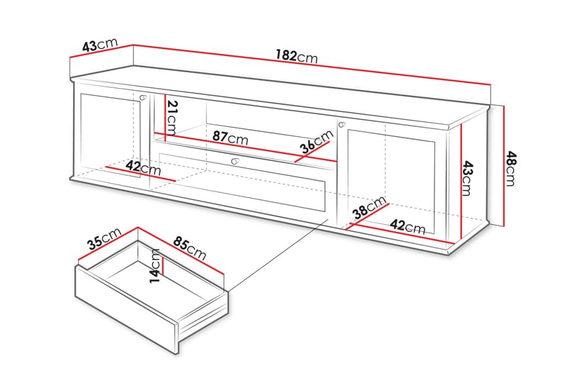 Hammerdal Tv-bänk 182 cm Vit/Ek - Möbler - Vardagsrum - Tv-möbler & mediamöbler - Tv-bänkar