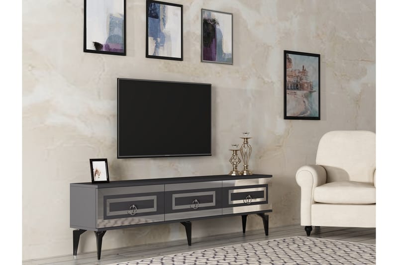 Harlen Tv-bänk 180 cm Antracit/Silver - Möbler - Vardagsrum - Tv-möbler & mediamöbler - Tv-bänkar