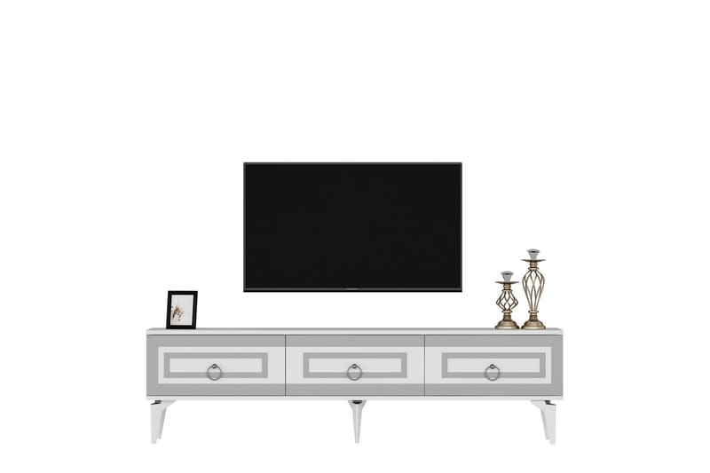 Harlen Tv-bänk 180 cm Vit/Silver - Möbler - Vardagsrum - Tv-möbler & mediamöbler - Tv-bänkar