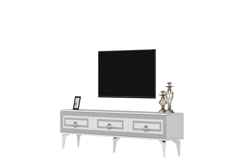 Harlen Tv-bänk 180 cm Vit/Silver - Möbler - Vardagsrum - Tv-möbler & mediamöbler - Tv-bänkar