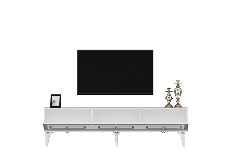 Harlen Tv-bänk 180 cm Vit/Silver - Möbler - Vardagsrum - Tv-möbler & mediamöbler - Tv-bänkar