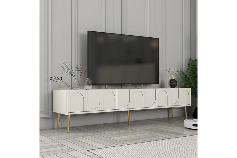 Hazim Tv-bänk 180 cm Cream/Guld - Möbler - Vardagsrum - Tv-möbler & mediamöbler - Tv-bänkar