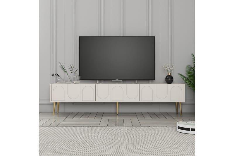 Hazim Tv-bänk 180 cm Cream/Guld - Möbler - Vardagsrum - Tv-möbler & mediamöbler - Tv-bänkar