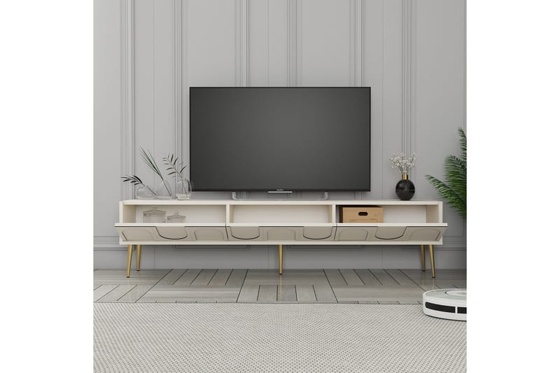 Hazim Tv-bänk 180 cm Cream/Guld - Möbler - Vardagsrum - Tv-möbler & mediamöbler - Tv-bänkar