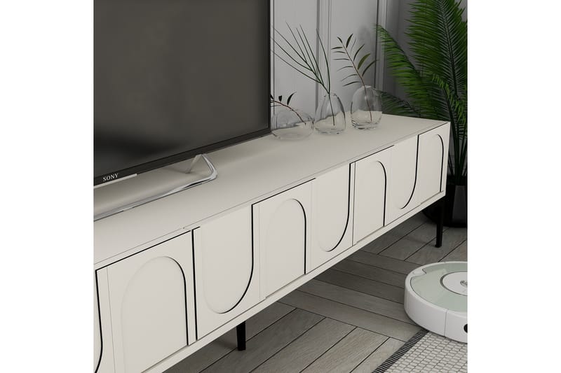 Hazim Tv-bänk 180 cm Cream/Svart - Möbler - Vardagsrum - Tv-möbler & mediamöbler - Tv-bänkar