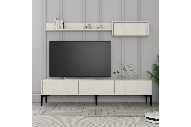 Hazim Tv-bänk 180 cm Cream/Svart - Möbler - Vardagsrum - Tv-möbler & mediamöbler - Tv-bänkar