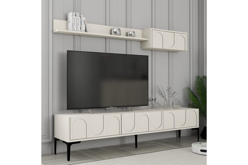 Hazim Tv-bänk 180 cm Cream/Svart - Möbler - Vardagsrum - Tv-möbler & mediamöbler - Tv-bänkar