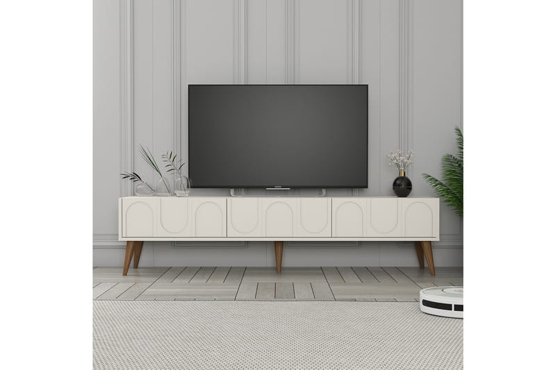 Hazim Tv-bänk 180 cm Cream/Valnöt - Möbler - Vardagsrum - Tv-möbler & mediamöbler - Tv-bänkar