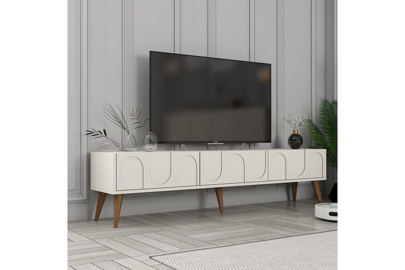 Hazim Tv-bänk 180 cm Cream/Valnöt - Möbler - Vardagsrum - Tv-möbler & mediamöbler - Tv-bänkar