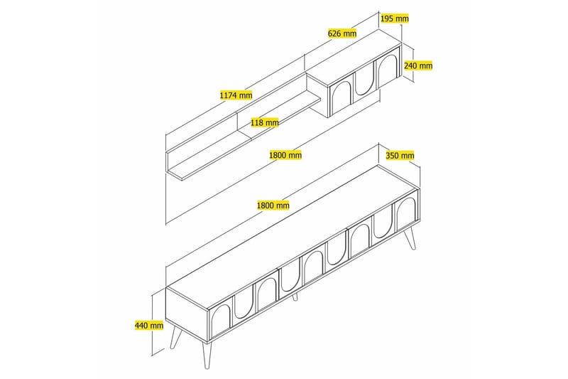 Hazim Tv-bänk 180 cm Cream/Valnöt - Möbler - Vardagsrum - Tv-möbler & mediamöbler - Tv-bänkar