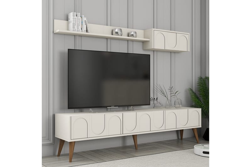 Hazim Tv-bänk 180 cm Cream/Valnöt - Möbler - Vardagsrum - Tv-möbler & mediamöbler - Tv-bänkar