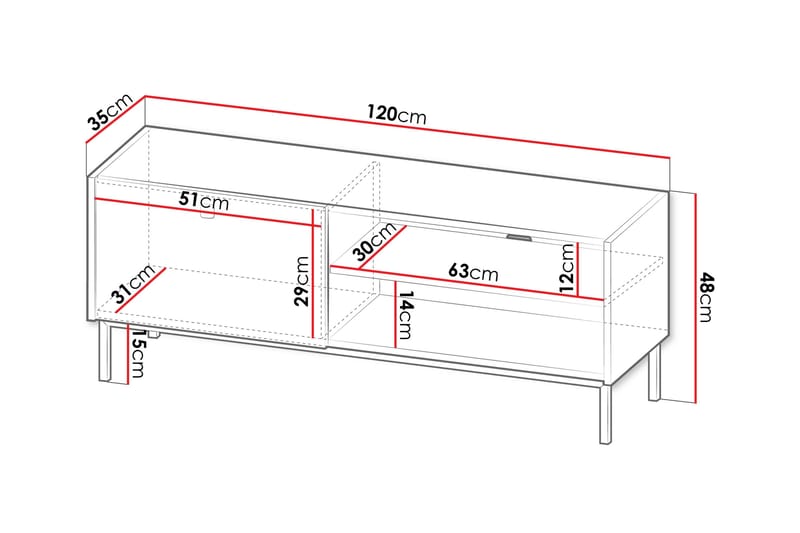 Hermann Tv-bänk 120 cm Svart - Möbler - Vardagsrum - Tv-möbler & mediamöbler - Tv-bänkar