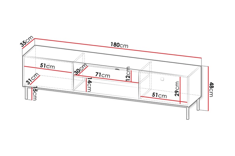 Hermann Tv-bänk 180 cm Svart - Möbler - Vardagsrum - Tv-möbler & mediamöbler - Tv-bänkar