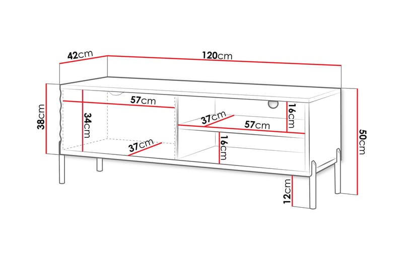 Holmes Tv-bänk 120 cm Vit - Möbler - Vardagsrum - Tv-möbler & mediamöbler - Tv-bänkar