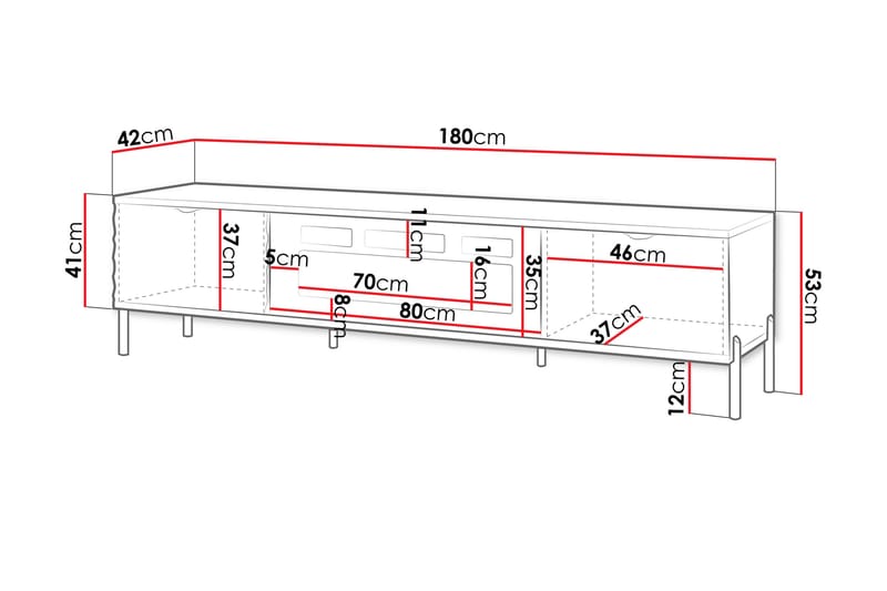 Holmes Tv-bänk 180 cm Vit - Möbler - Vardagsrum - Tv-möbler & mediamöbler - Tv-bänkar