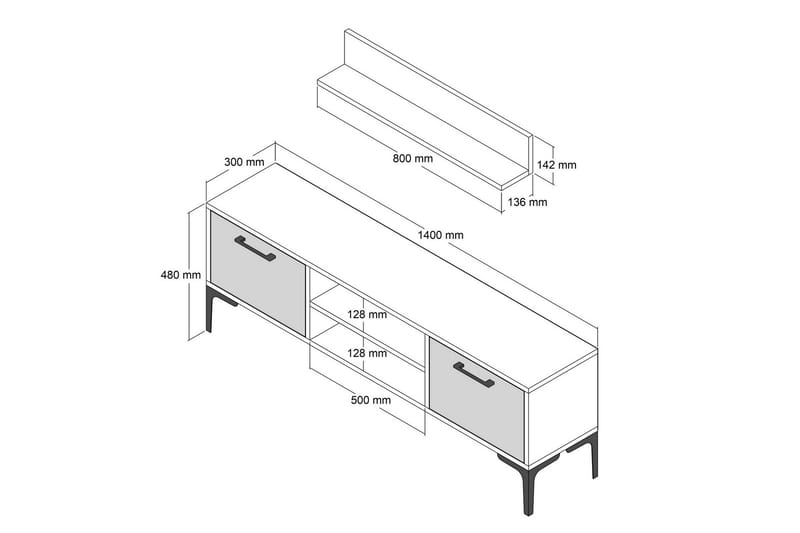 Holter Tv-bänk 140 cm Valnöt - Möbler - Vardagsrum - Tv-möbler & mediamöbler - Tv-bänkar