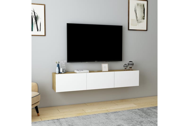 Hopper Tv-bänk 160 cm Ek/Vit - Möbler - Vardagsrum - Tv-möbler & mediamöbler - Tv-bänkar