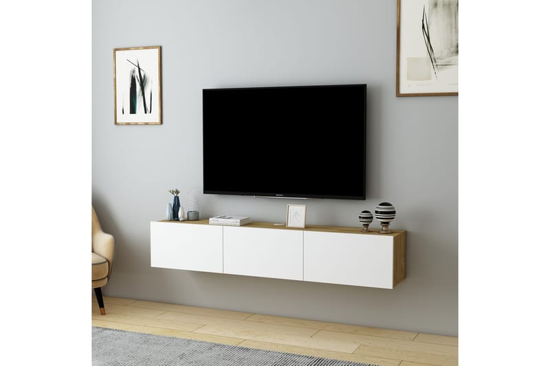 Hopper Tv-bänk 160 cm Ek/Vit - Möbler - Vardagsrum - Tv-möbler & mediamöbler - Tv-bänkar