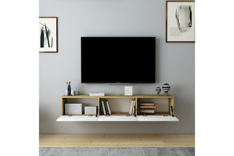 Hopper Tv-bänk 160 cm Ek/Vit - Möbler - Vardagsrum - Tv-möbler & mediamöbler - Tv-bänkar