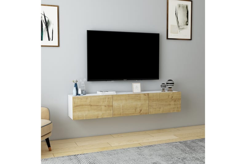 Hopper Tv-bänk 160 cm Vit/Ek - Möbler - Vardagsrum - Tv-möbler & mediamöbler - Tv-bänkar