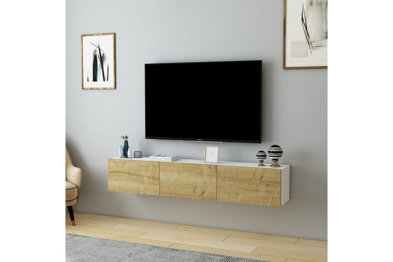 Hopper Tv-bänk 160 cm Vit/Ek - Möbler - Vardagsrum - Tv-möbler & mediamöbler - Tv-bänkar