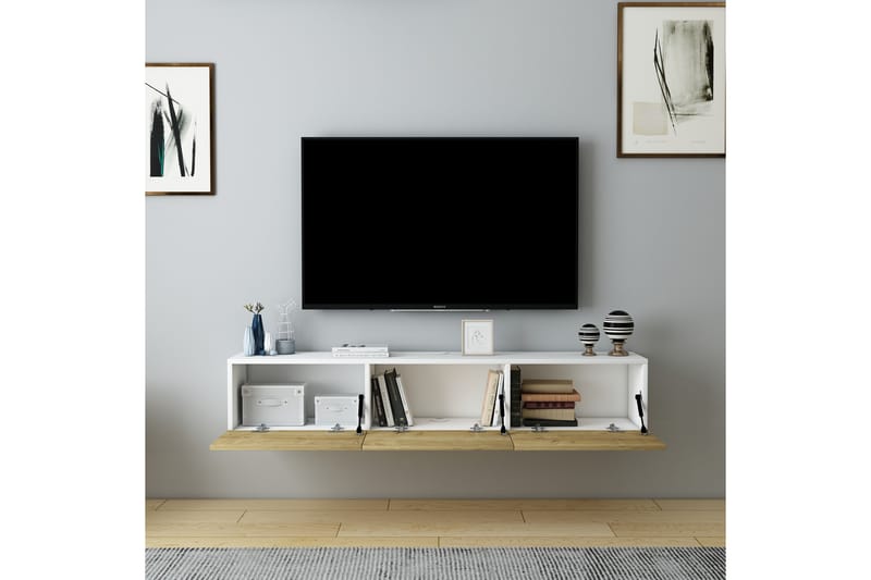 Hopper Tv-bänk 160 cm Vit/Ek - Möbler - Vardagsrum - Tv-möbler & mediamöbler - Tv-bänkar