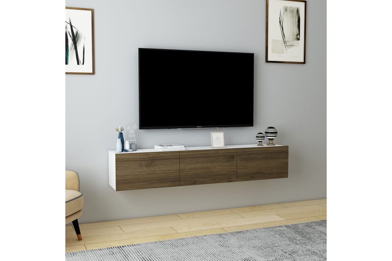 Hopper Tv-bänk 160 cm Vit/Valnöt - Möbler - Vardagsrum - Tv-möbler & mediamöbler - Tv-bänkar