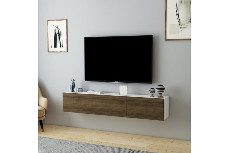 Hopper Tv-bänk 160 cm Vit/Valnöt - Möbler - Vardagsrum - Tv-möbler & mediamöbler - Tv-bänkar