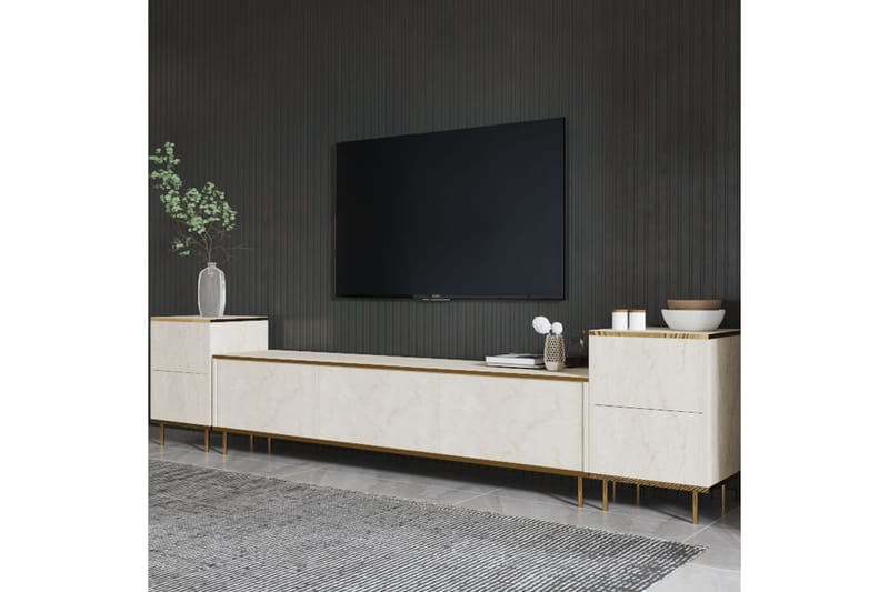 Imaj  Tv-bänk 180 cm Beige/Guld - Möbler - Vardagsrum - Tv-möbler & mediamöbler - Tv-bänkar