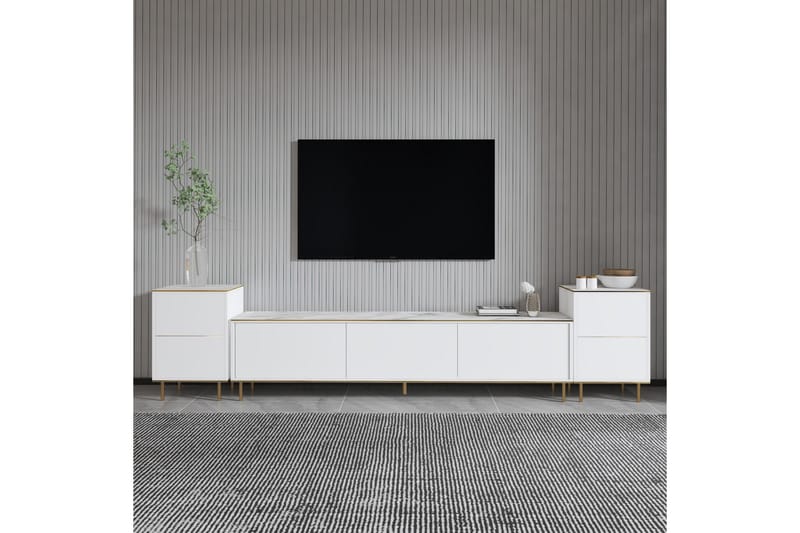 Imaj  Tv-bänk 180 cm Vit marmor/Guld - Möbler - Vardagsrum - Tv-möbler & mediamöbler - Tv-bänkar