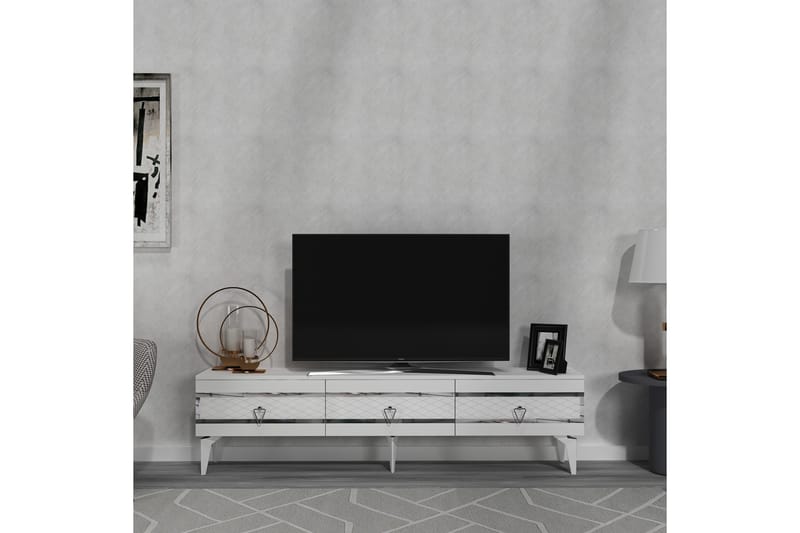 Ipek Tv-bänk 180 cm Vit/Silver - Möbler - Vardagsrum - Tv-möbler & mediamöbler - Tv-bänkar